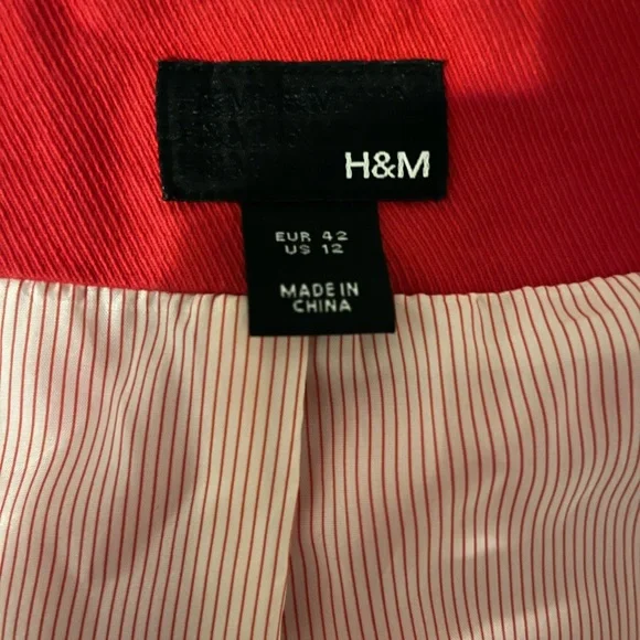H&M Red 3/4 length Jacket Size 12 - Picture 4 of 6